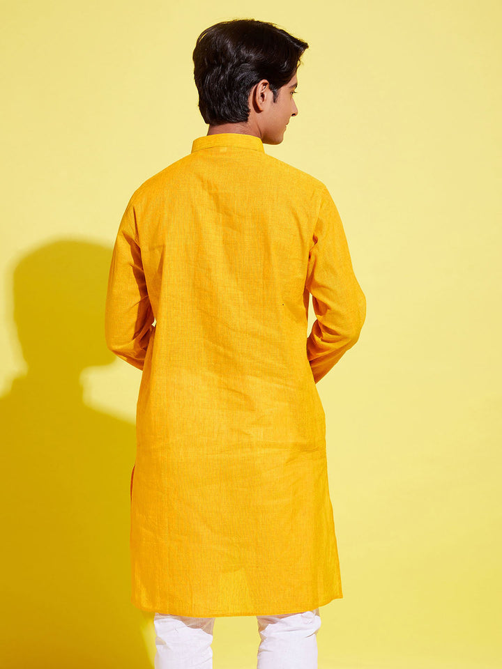 VASTRAMAY Boy's Mustard Cotton Kurta