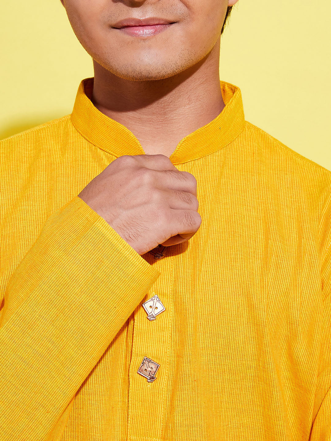 VASTRAMAY Boy's Mustard Cotton Kurta