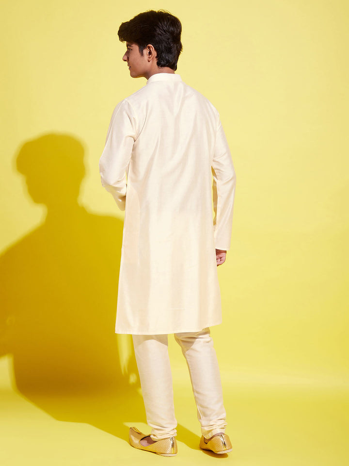 VASTRAMAY Boys Cream Kurta With Pyjama Set