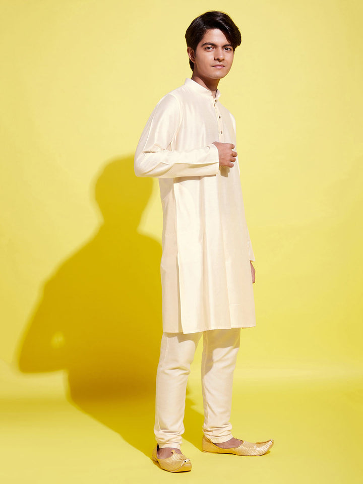 VASTRAMAY Boys Cream Kurta With Pyjama Set