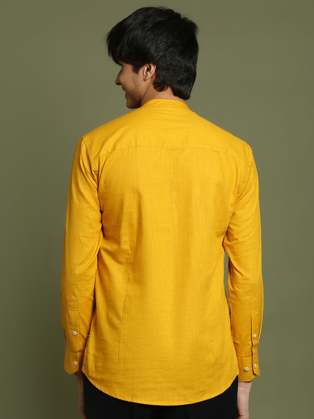 VASTRAMAY Boys Mustard Short Kurta