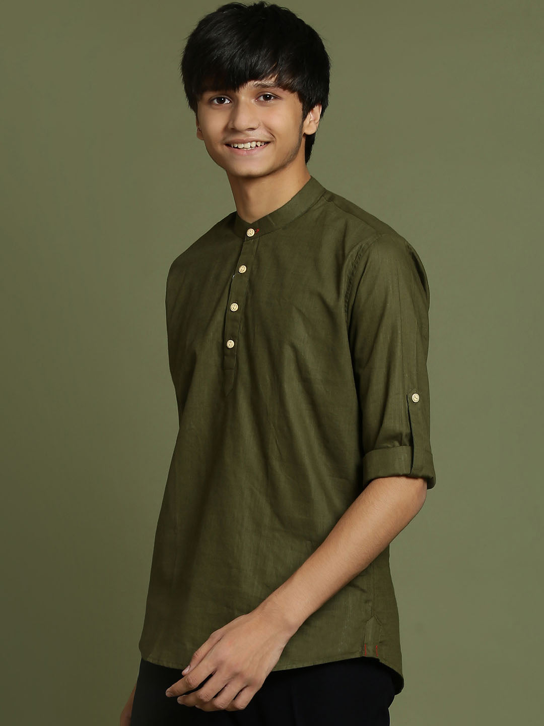 VASTRAMAY Boys Mint Green Short Kurta