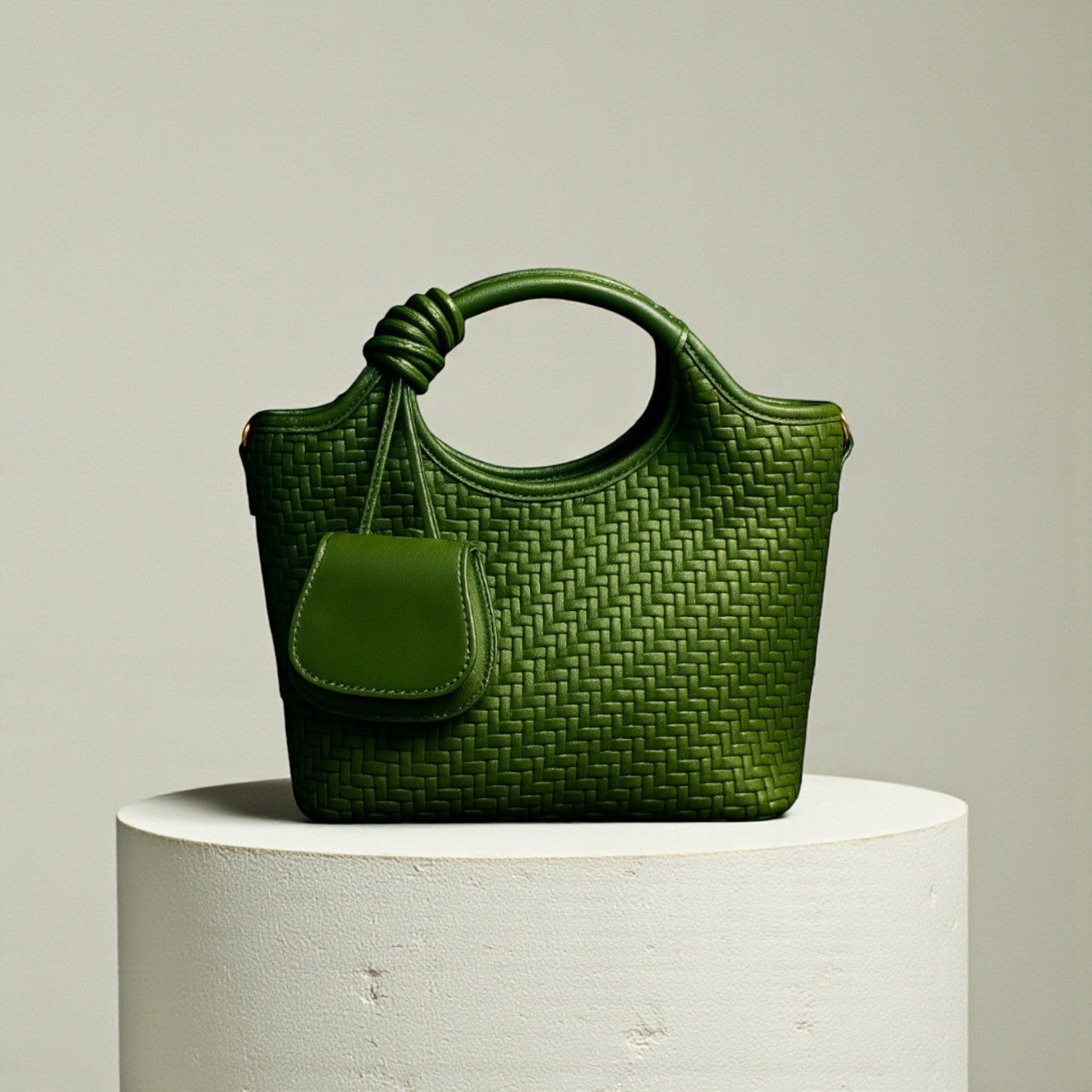 Verdant Weave Handbag in Vegan Leather  - By Qivii