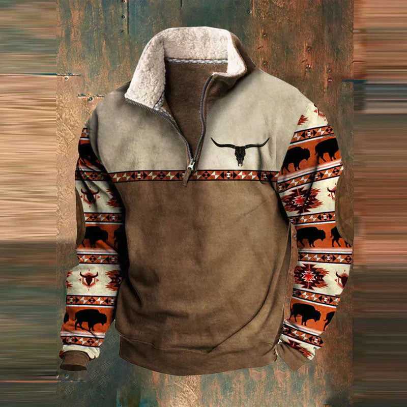 James™ - Vintage Comfortabele Pullover Rits  - By Qivii