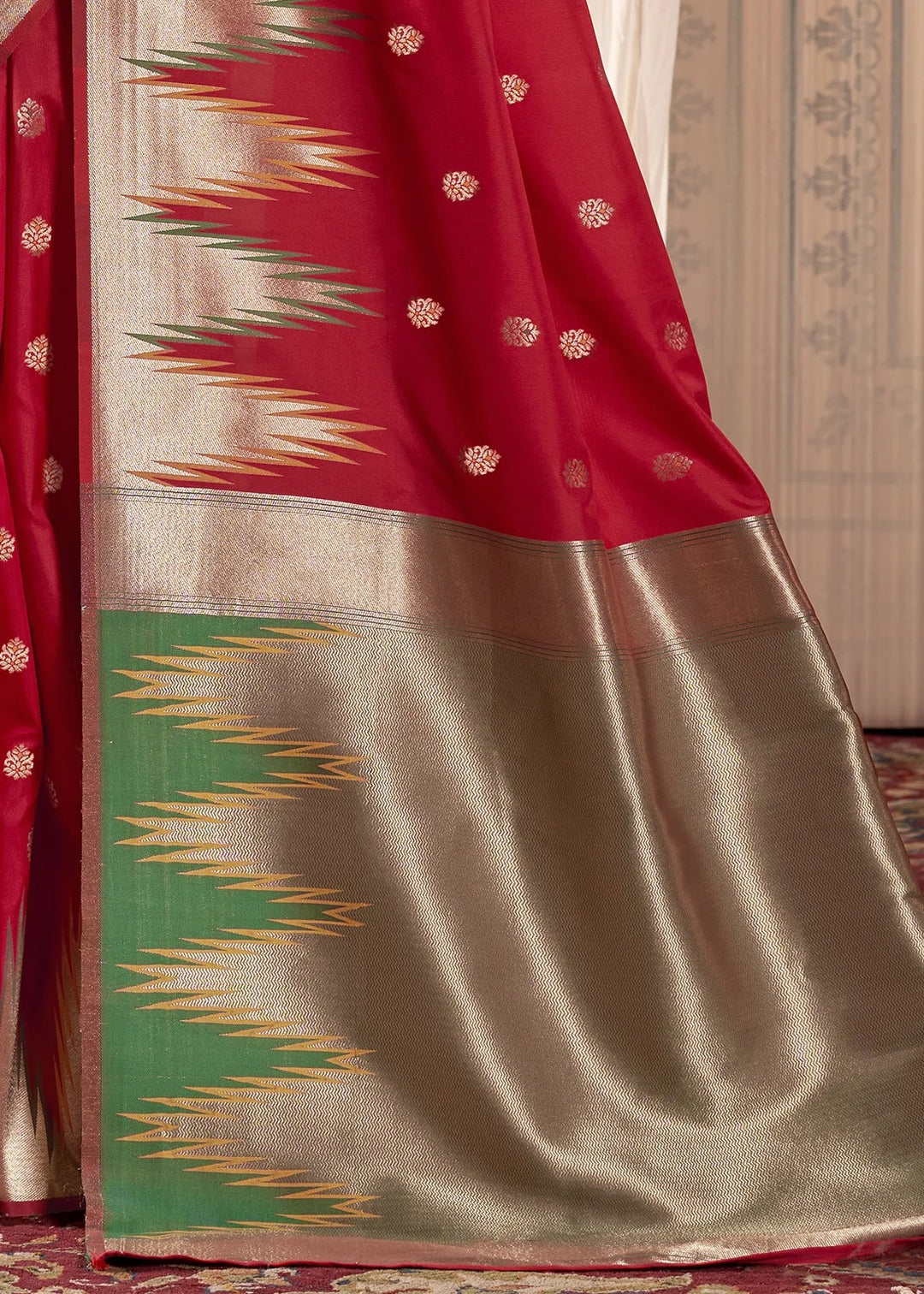 Venetian Red Banarasi Silk Saree