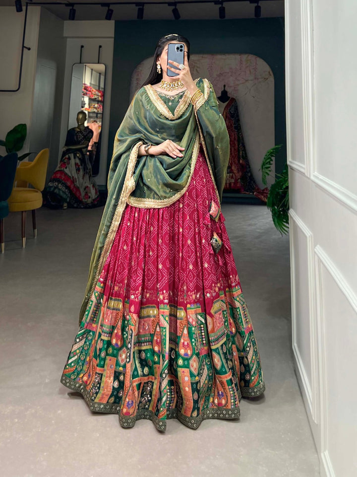 Pure Viscose Jacquard Silk Lehenga Choli In Royal Pink