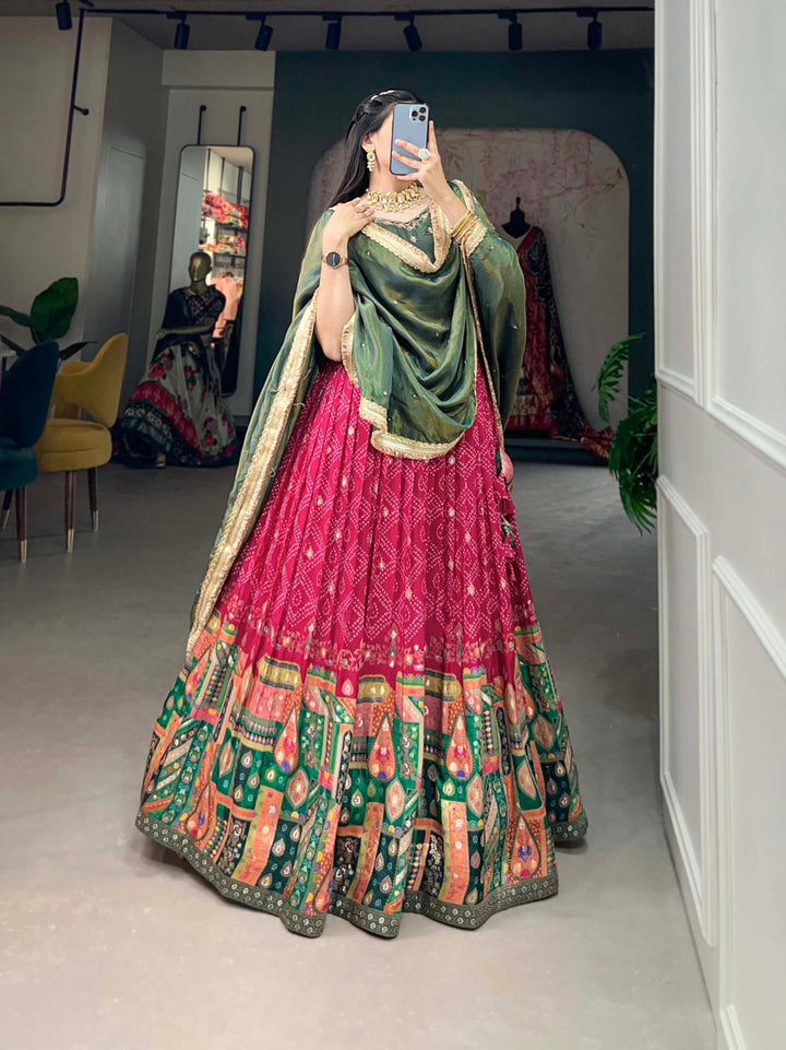 Pure Viscose Jacquard Silk Lehenga Choli In Royal Pink