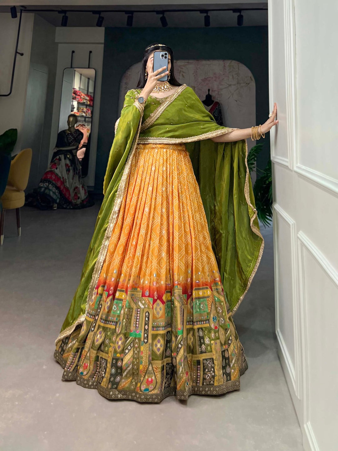 Pure Viscose Jacquard Silk Lehenga Choli In Mustard Color