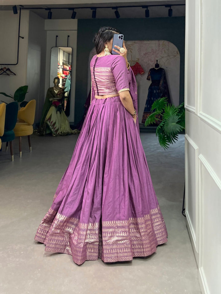 Beautiful and elegant Pure Chanderi Lehenga in rich purple color