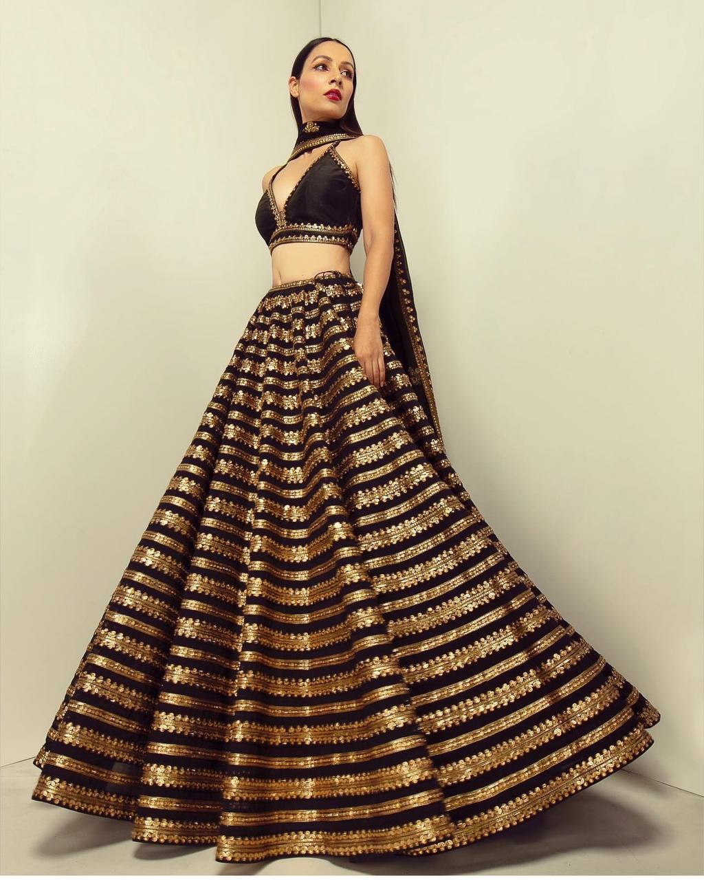 Elegant Black lehenga Choli with deals Dupatta ,Indian Designer partywear Heavy Kasturi silk lehenga with sequence & dori work Lehenga Choli