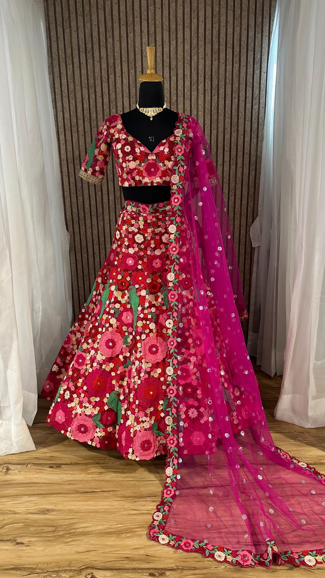 Tapeta Velvet Lehnga with Chainstitch Embroidery & Sequins Work Lehenga Choli in Pink Color