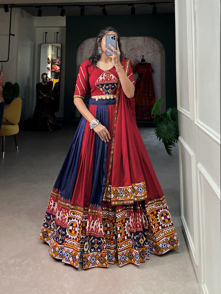 Navy Blue  Colour Pure Reyon With Printed Navratri  Special Lehenga Choli Set