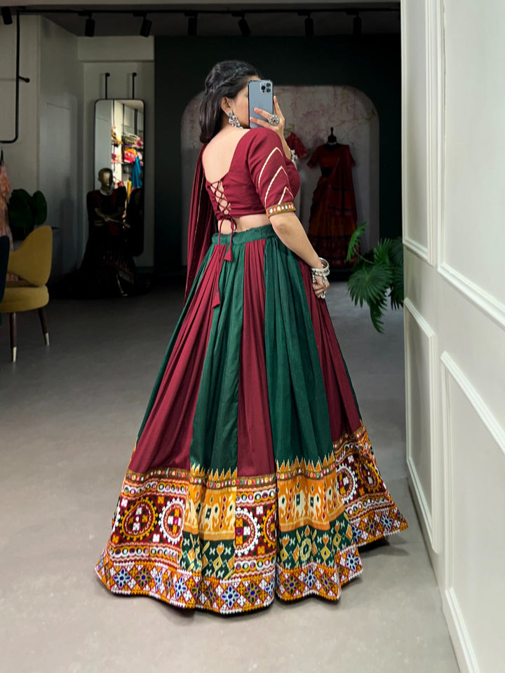 Maroon Color Pure Rayon With Printed Navratri  Special Lehenga Choli Set