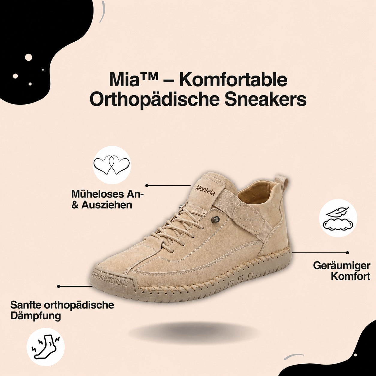 Mia – Komfortable & Schmerzfreie Orthopädische Sneakers  - By Qivii
