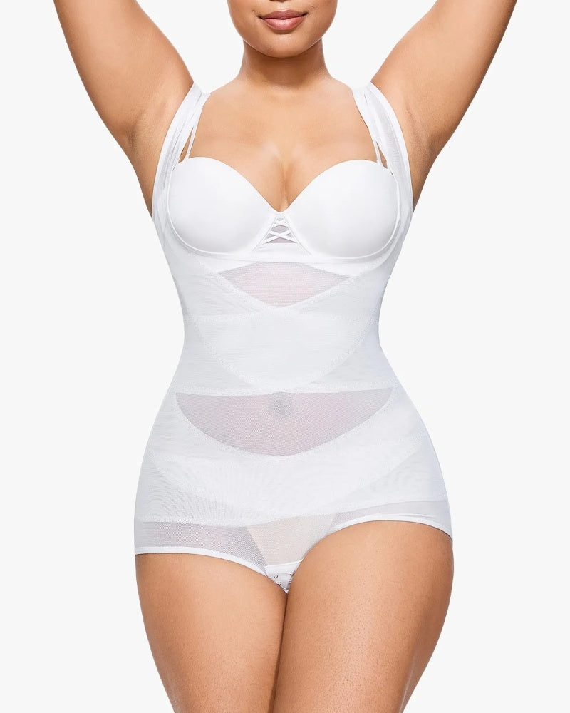 Mesh Seamless Waist Slimmer Corset Butt Shaping Shapewear Bodysuit  - By Qivii