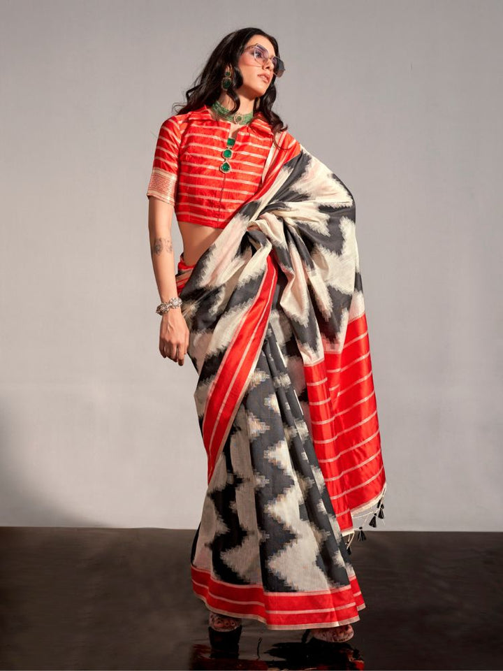 Ivory Spun Handloom Weaving Saree