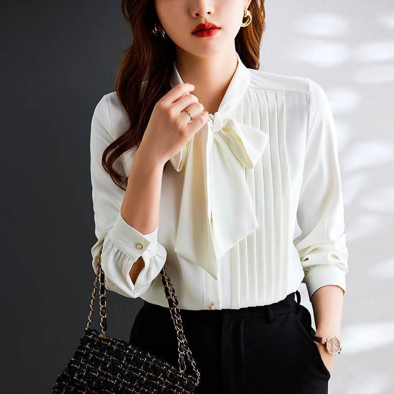 Silvia Bow Tie Blouse  - By Qivii