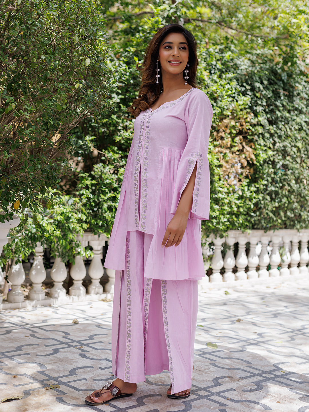 Winsome Orchid Solid Cotton Kurta Set  - By Ragavi - qivii
