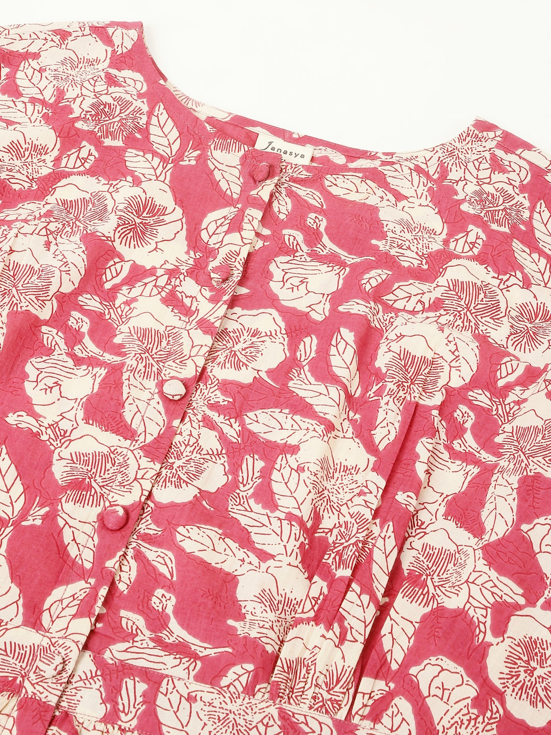 Plus Size Mauve Pure Cotton Floral Printed Gathered Dress - qivii