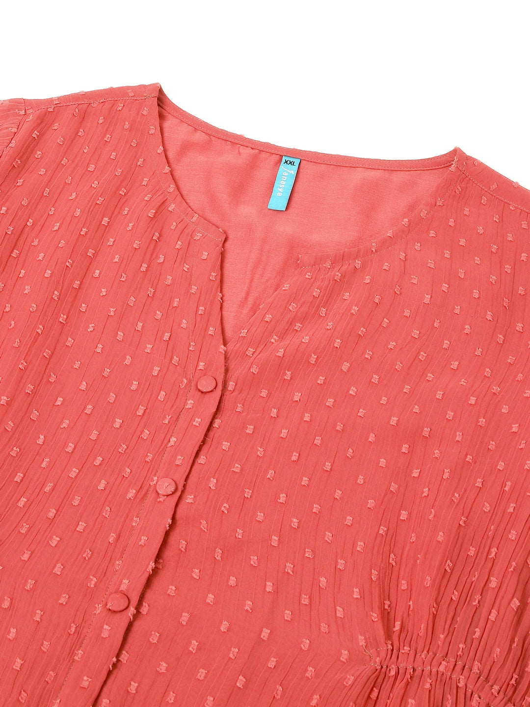 Janasya Women's Plus Size Mauve Dobby Chiffon Self Design A-line Kurta - qivii