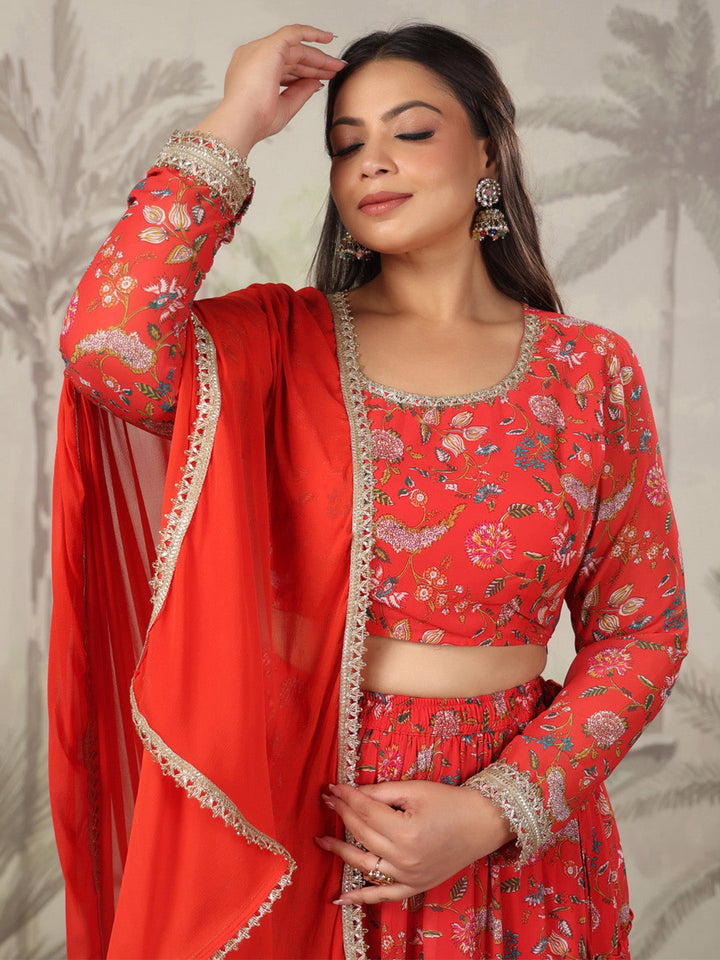 Janasya's elegant and stylish plus size red lehenga choli set