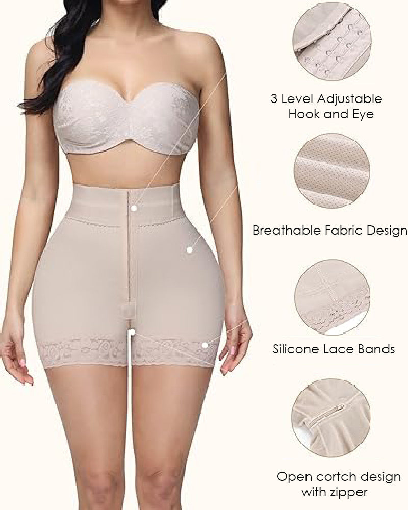 Shapshe® Double Compression High Waisted BBL Shorts With Mid-section Tummy Control Panties  - By Qivii