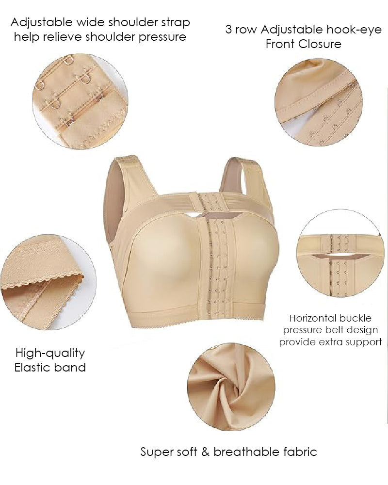 Front Closure Post Surgery Compression Shapewear Bra With Breast Support Belt  - By Qivii