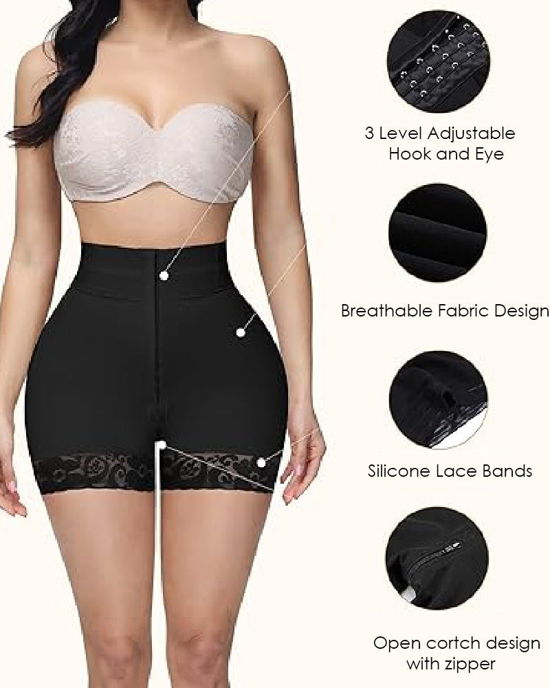 Shapshe® Double Compression High Waisted BBL Shorts With Mid-section Tummy Control Panties  - By Qivii