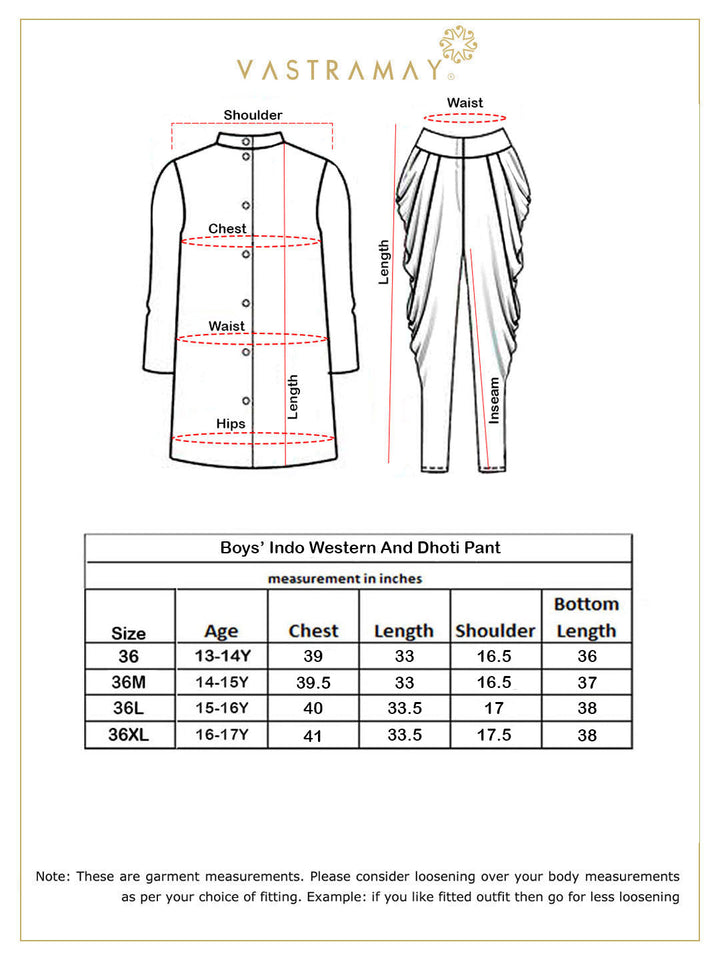 VASTRAMAY Boys Orange And Rose Gold Indowestern Set