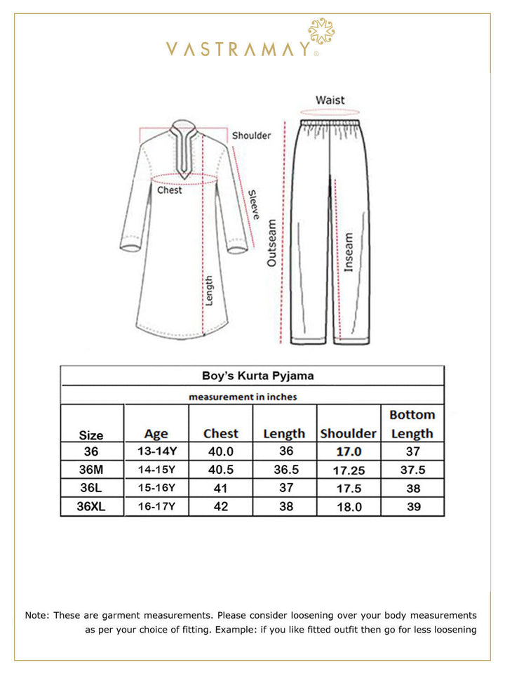 VASTRAMAY Boys White Mirror Work Georgette Kurta And Pyjama Set