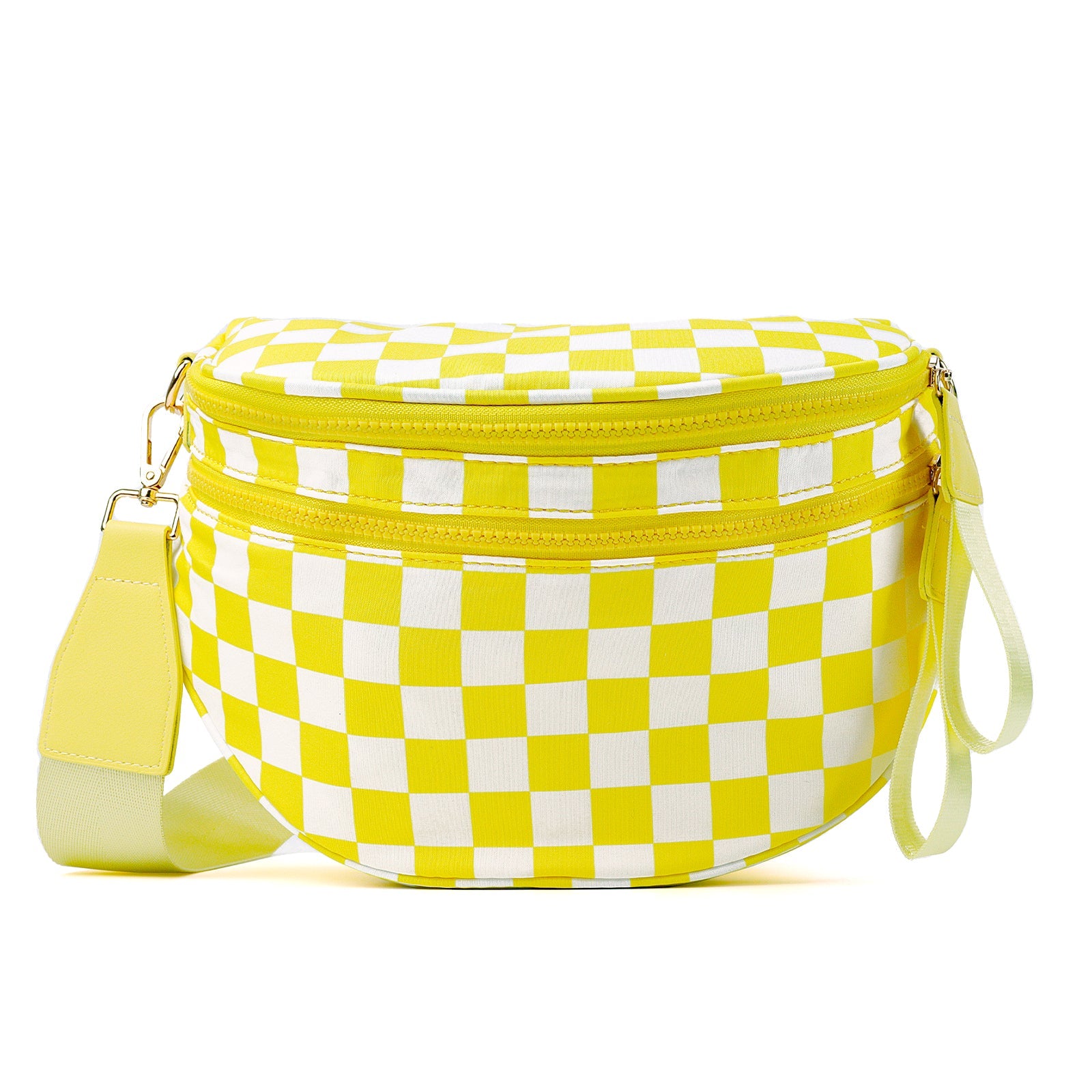 Ounamei Checkered Crossbody Bum Bag for Women Large Capacity Belt Bag for Moms & Everyday Travel