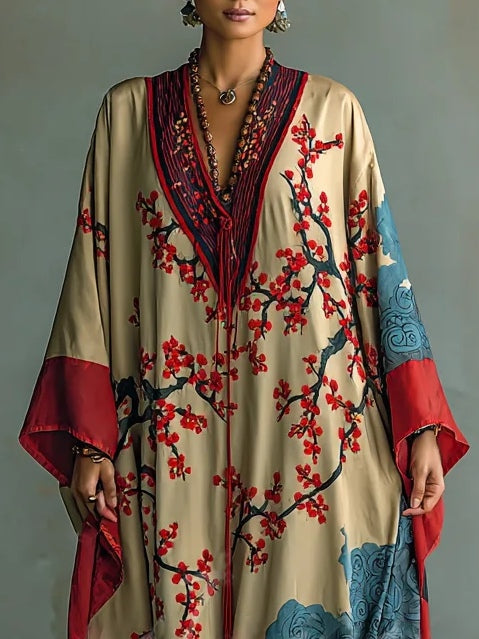 Lara | Elegant Floral Batwing Sleeve Summer Maxi Dress by Qivii