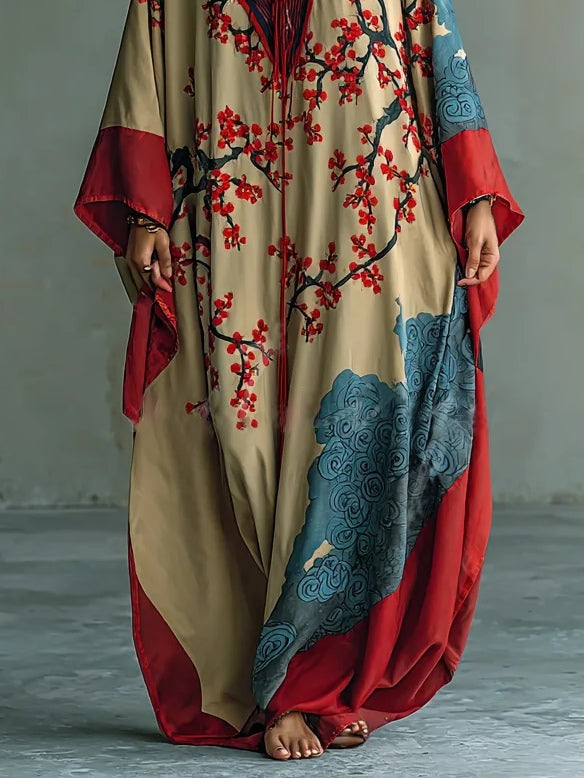 Lara | Elegant Floral Batwing Sleeve Summer Maxi Dress by Qivii