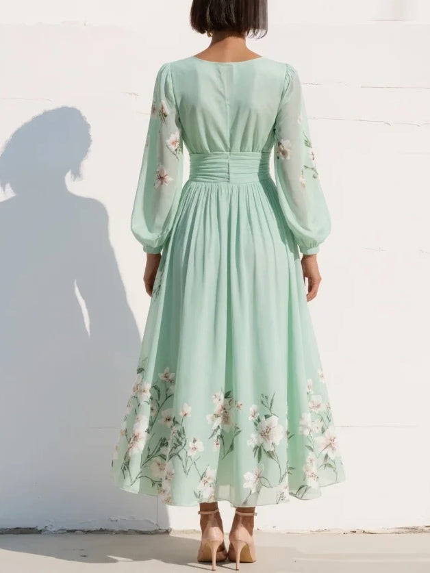Suzanne | Elegant Floral Pleated Maxi Dress by Qivii