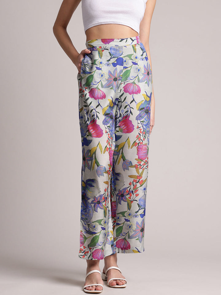 Multi Viscose Blend Floral Back Tie-Up Co-Ord Set  - By Janasya