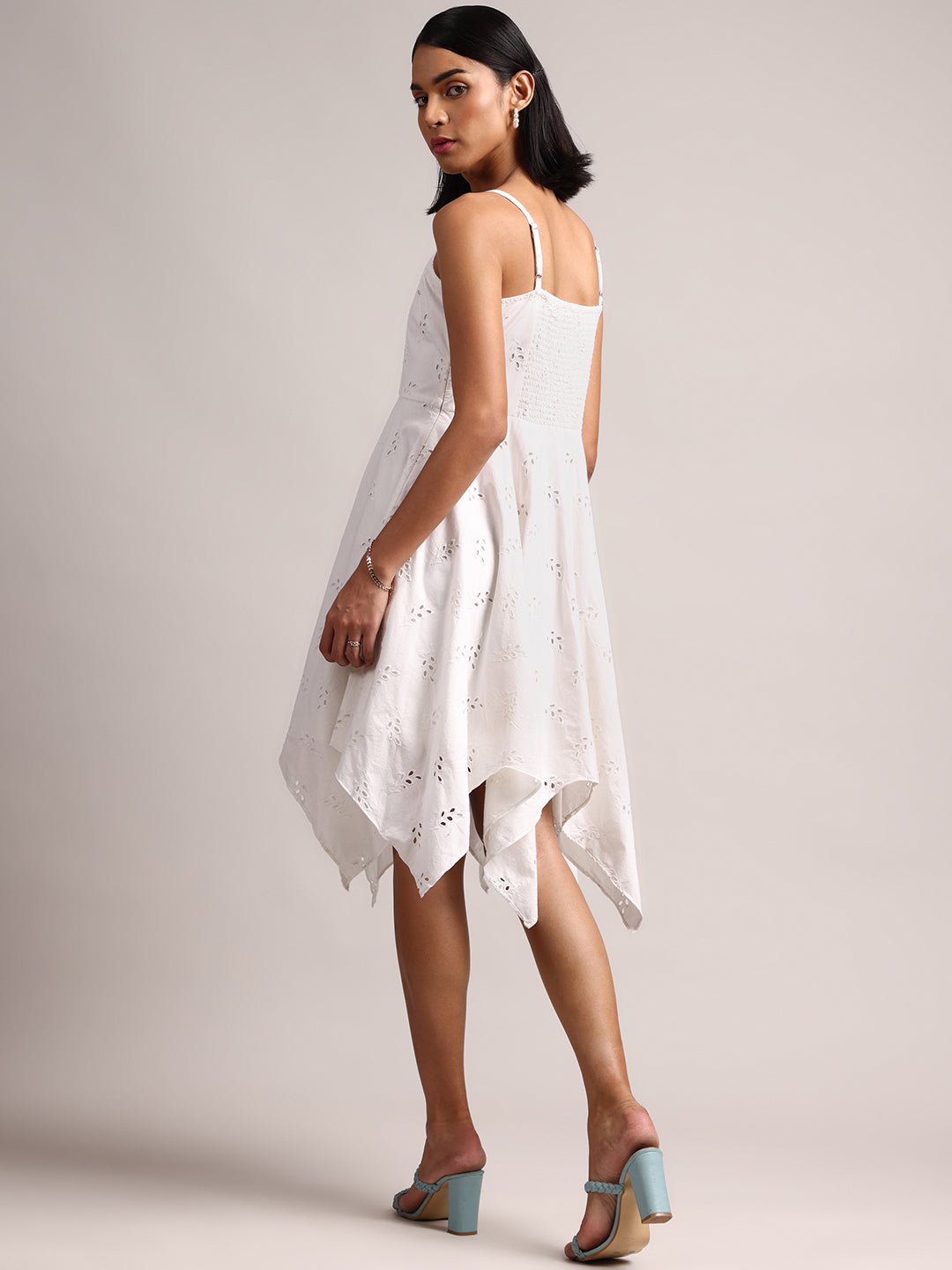 White Cotton Schiffli Handkerchief Dress  - By Janasya