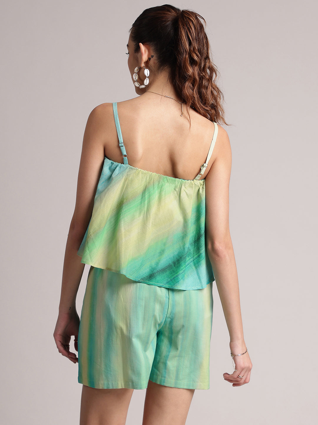 Multicolor Cotton Abstract Layered Jumpsuit  - By Janasya