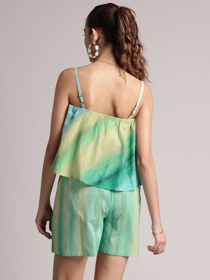 Multicolor Cotton Abstract Layered Jumpsuit  - By Janasya