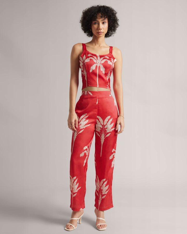 Rosso Corsa Red Jacket Co-Ord Set  - By Janasya