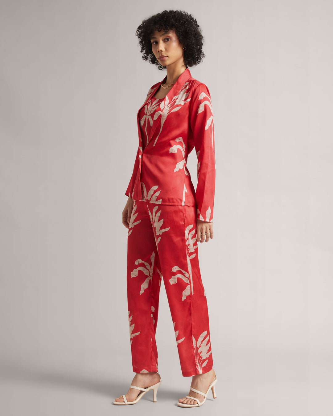 Rosso Corsa Red Jacket Co-Ord Set  - By Janasya