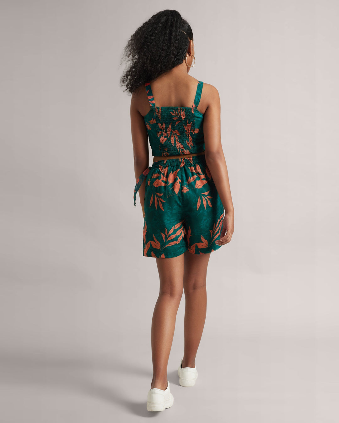 Dark Teal Floral Skort Co-Ord Set  - By Janasya