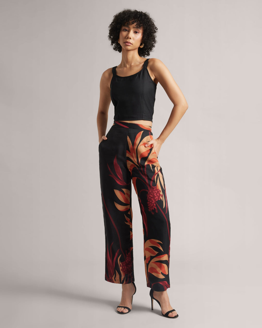 Charcoal Black Fiery Print Powerset  - By Janasya