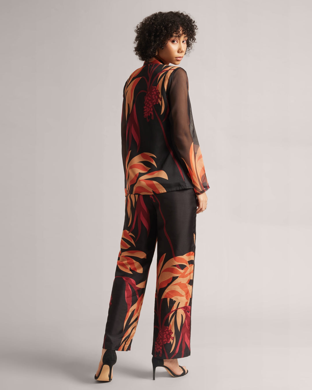 Charcoal Black Fiery Print Powerset  - By Janasya