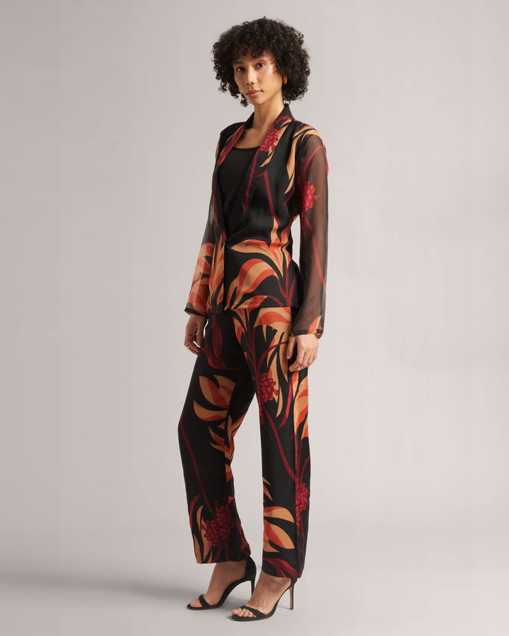 Charcoal Black Fiery Print Powerset  - By Janasya