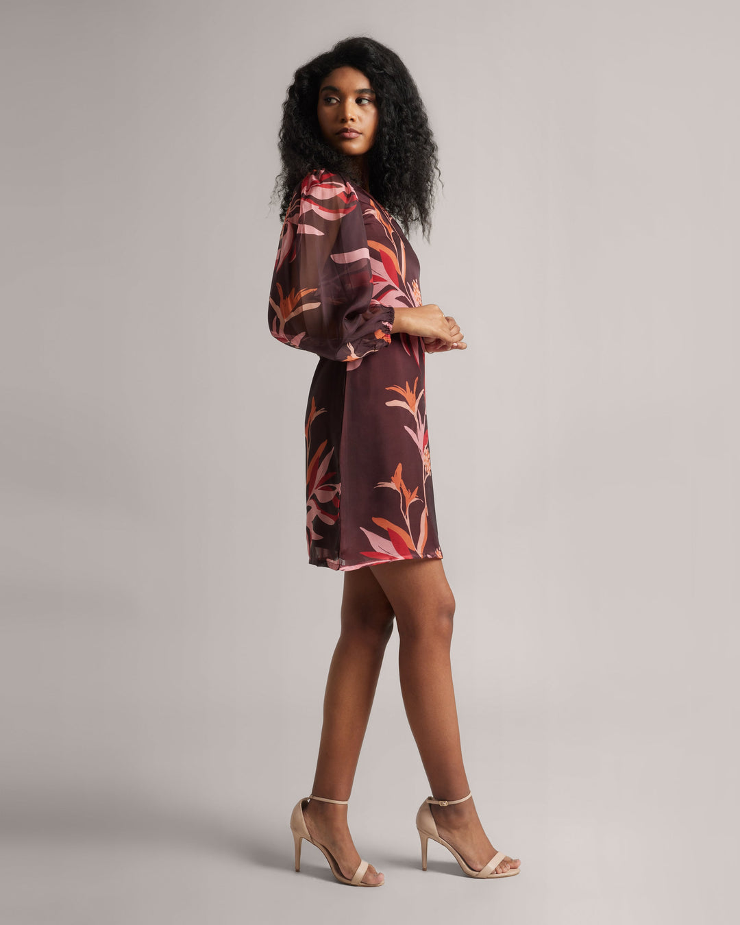 Chestnut Maroon One Shoulder Floral A-Line Dress  - By Janasya