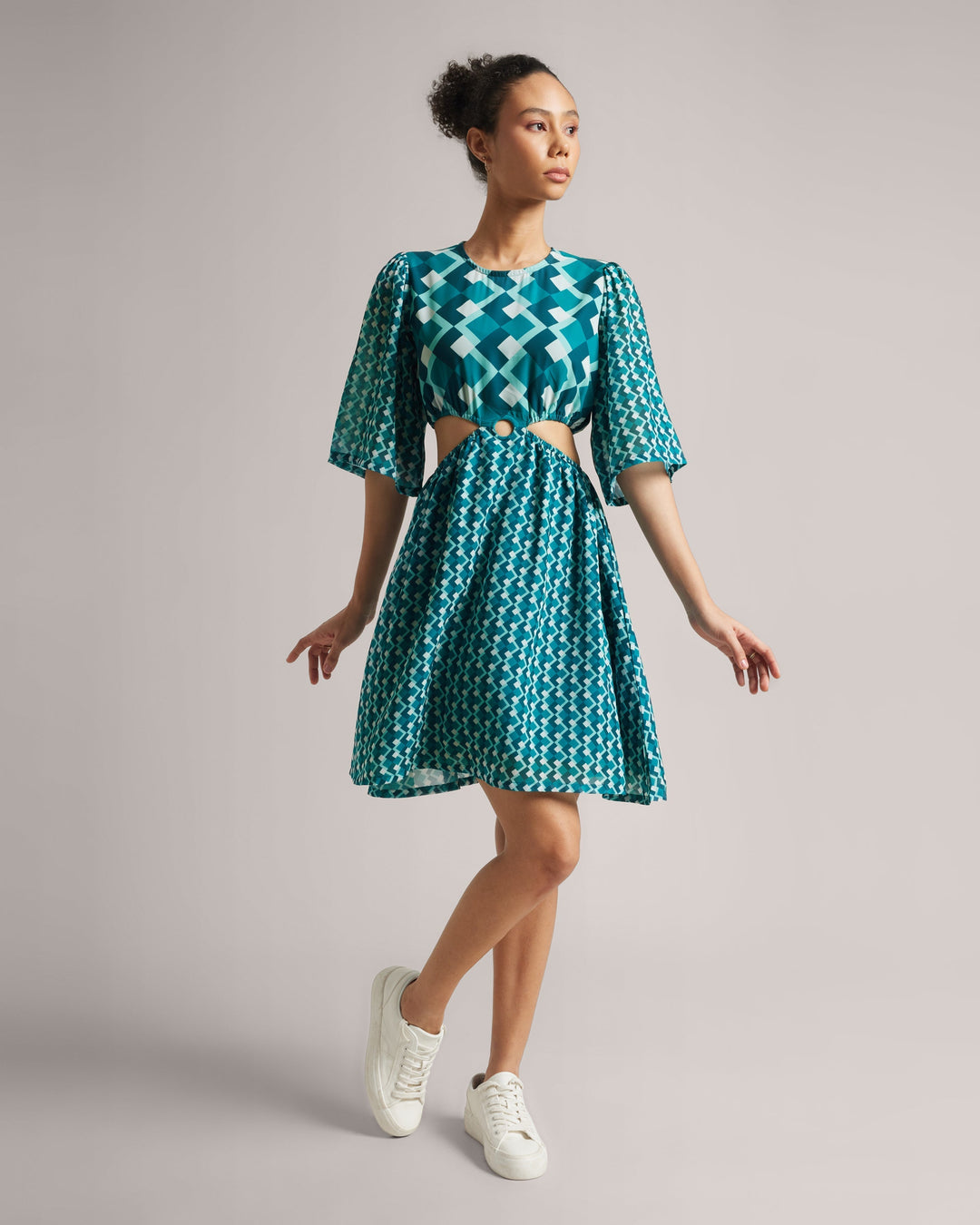 Teal Waist Cut-Out Dress  - By Janasya