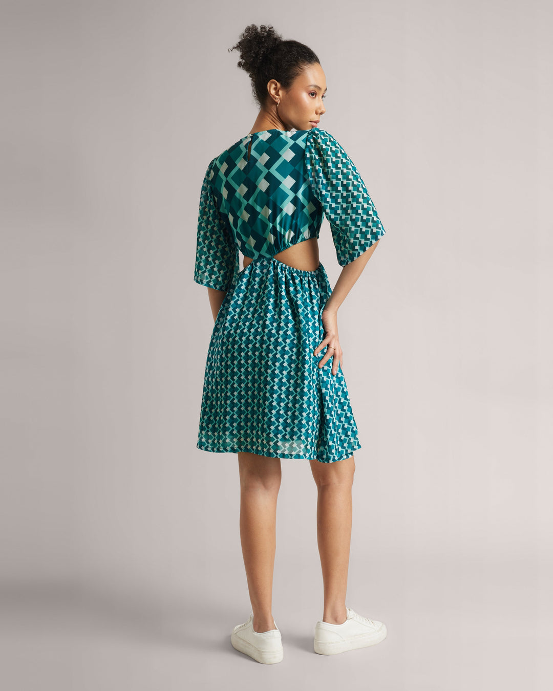 Teal Waist Cut-Out Dress  - By Janasya