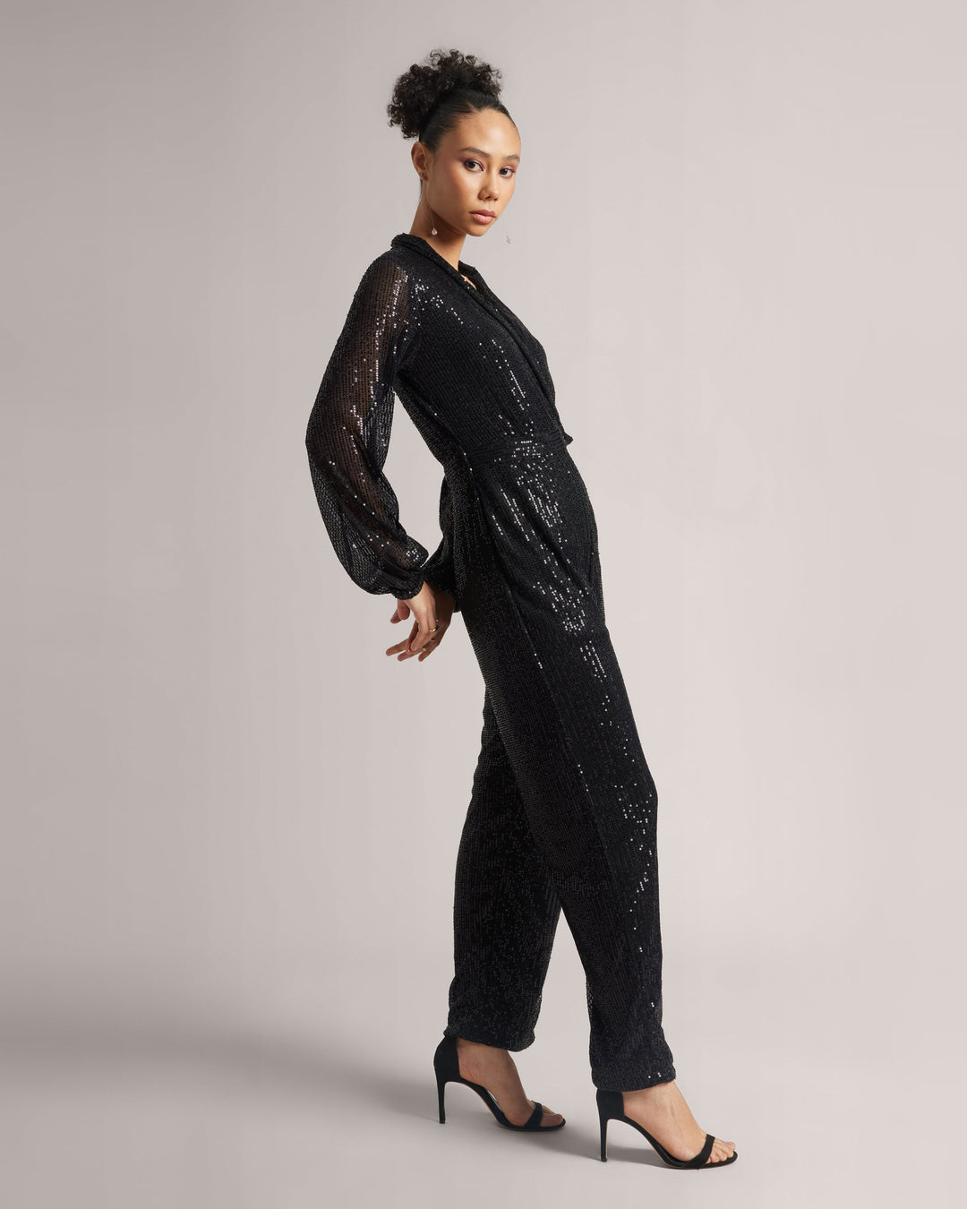 Charcoal Black Sequins Jumpsuit  - By Janasya