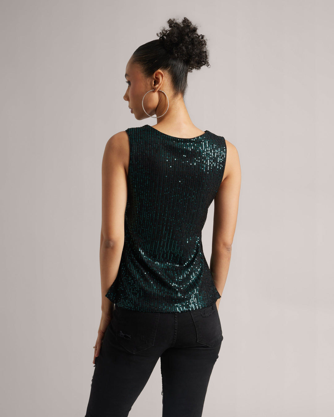 Teal Green Sequin Ruched Top  - By Janasya