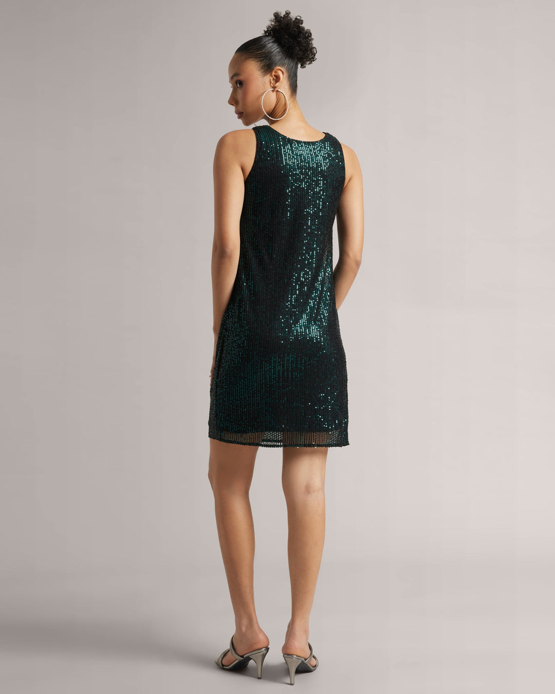 Teal Green Sequin Cowl Neck Dress  - By Janasya